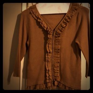 Nvgard Tan ruffle zip up cardigan